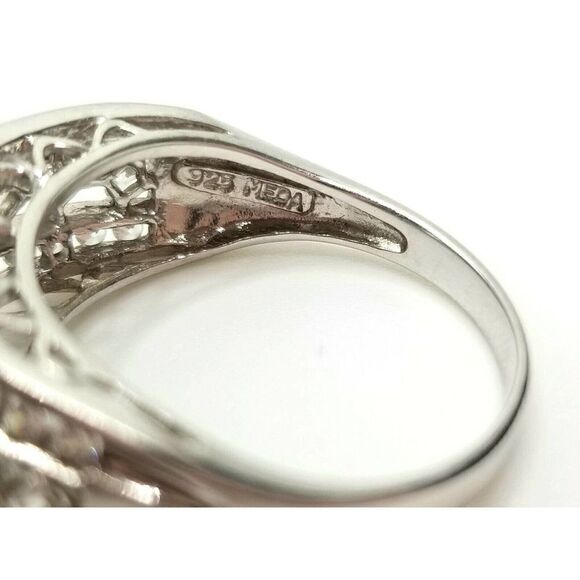 Round Cubic Zirconia Ring 925 Sterling Silver Size 8.5 Clear Sparkle Signed Med - Picture 5 of 8